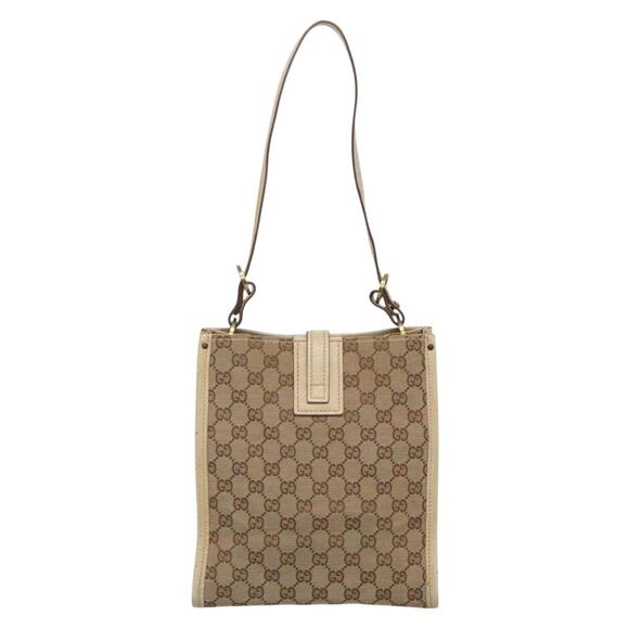 GUCCI GG Canvas Shoulder Bag Beige Gold - Picture 3 of 12